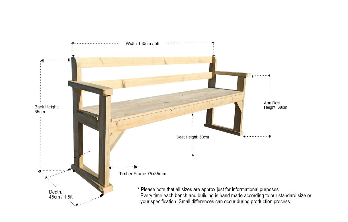 Timber Garden Bench. 5FT Garden Benches. Timber Garden BBQ Benches